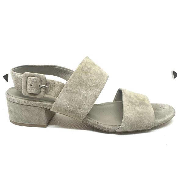 VINCE Suede Taye Two-Strap Block Chunky Heel Sandal in Woodsmoke - Sz 7.5 - Picture 2 of 8